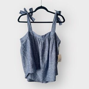 NEW ANA linen blend tank with tie straps size large